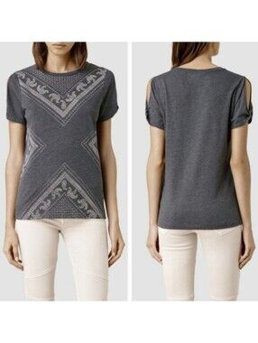 All Saints Bandana Mazzy Print Split Sleeve Tee